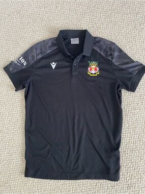 Wrexham AFC Men's Black Polo with Embroidered Crest by Macron Size M